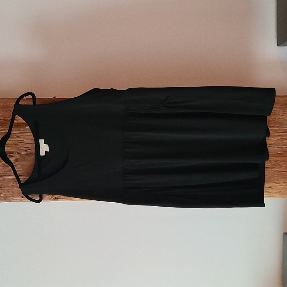 EUC MICHAEL Michael Kors XL black sundress Babydoll Scoop Neck with pockets LBD
